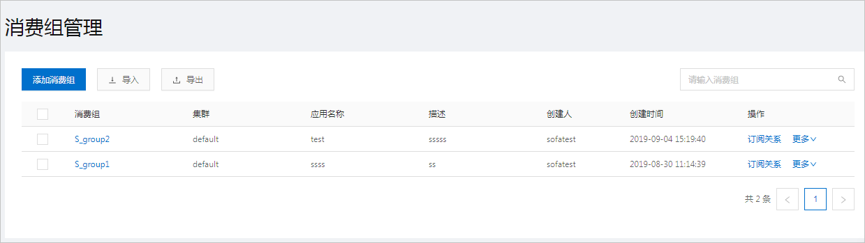 消费组列表