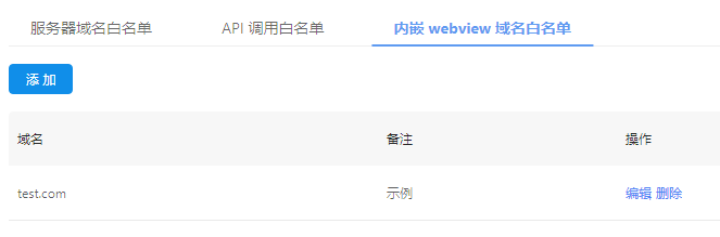 Built-in WebView domain name whitelist