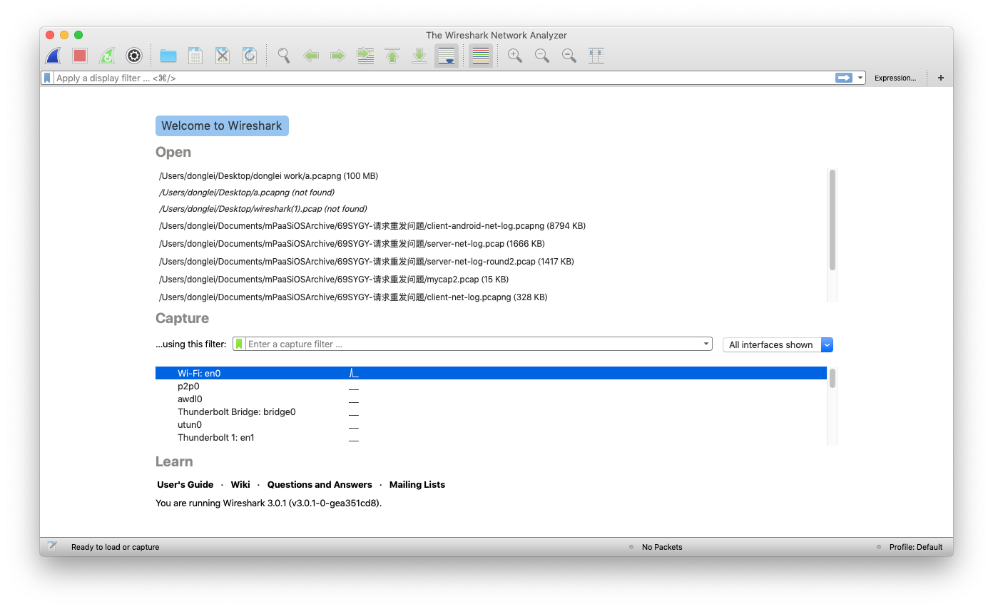 wireshark initializing external capture plugins