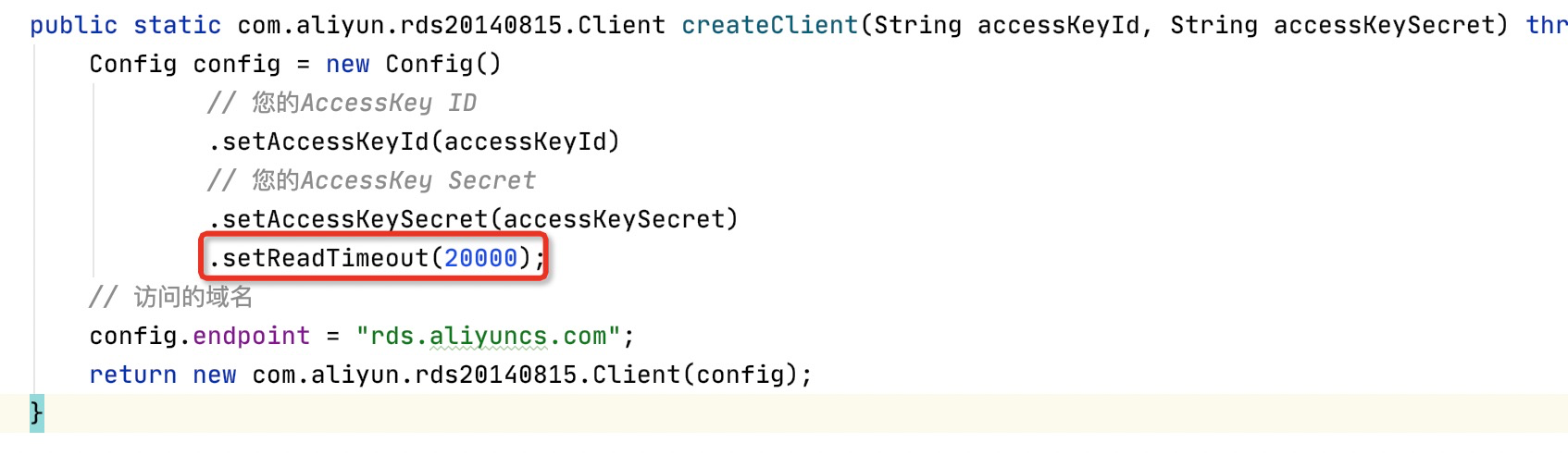 Configure the setReadTimeout parameter