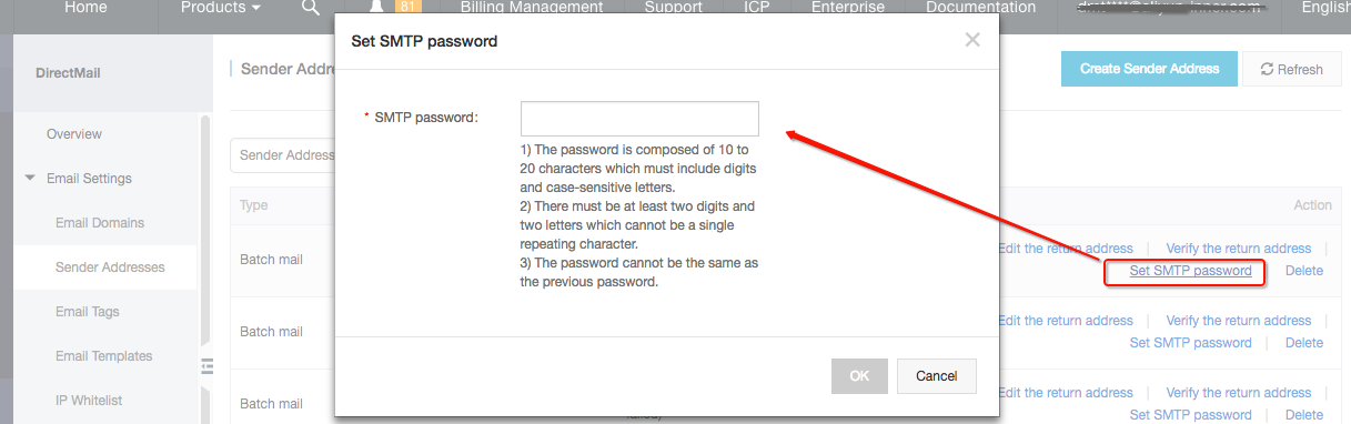 SMTP Password
