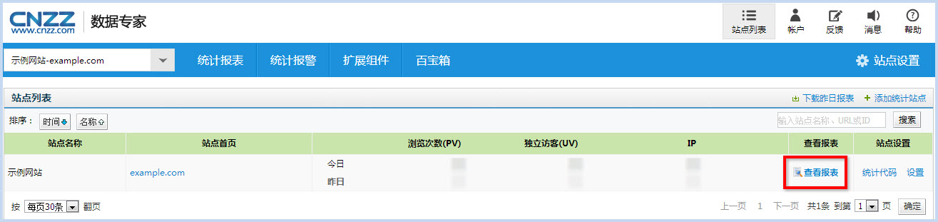 查看统计数据