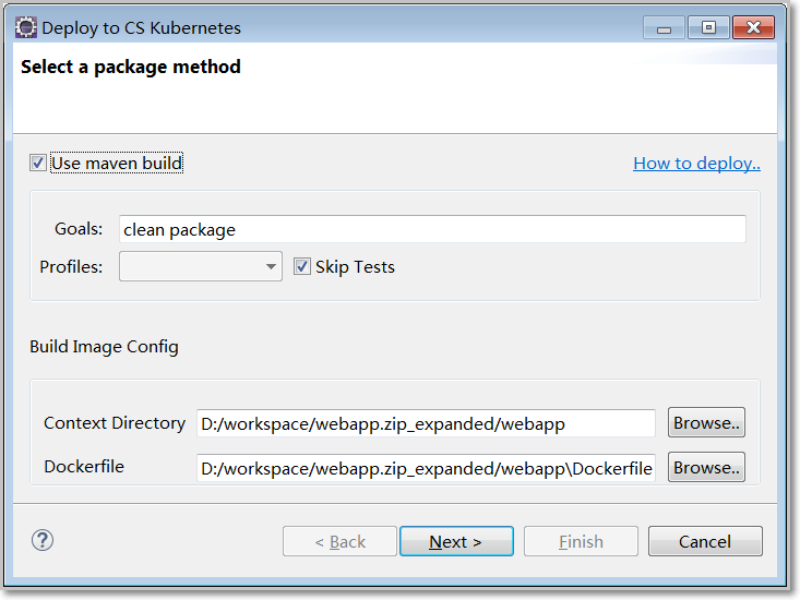 Select a package method