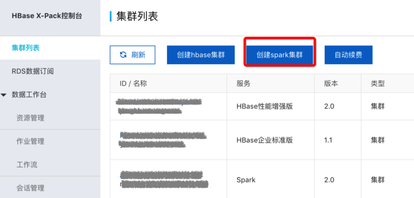 分析集群管理_X-Pack Spark计算服务_云数据库 HBase 版 阿里云技术文档 第1张